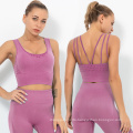 Sexy Workout Clothes Seamless Plain Yoga Wear With Logo Two Pieces Autumn Crop High Waist Yoga Set For Ladies